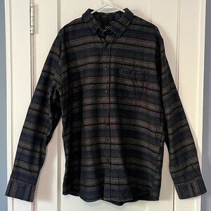 Westmatters button up shirt texture striped navy 100% cotton gorpcore size large